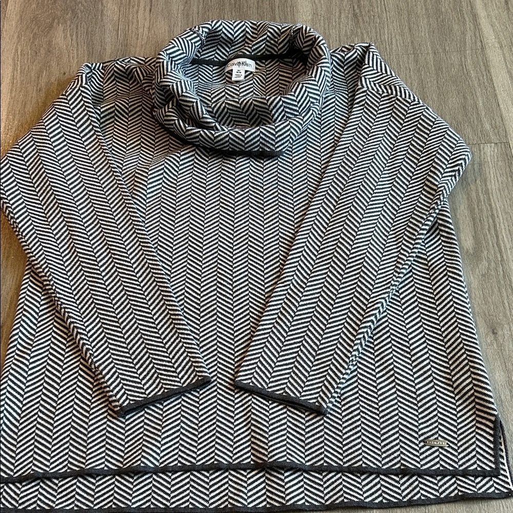 Calvin Klein Monochrome Chevron Cowl Neck Sweater